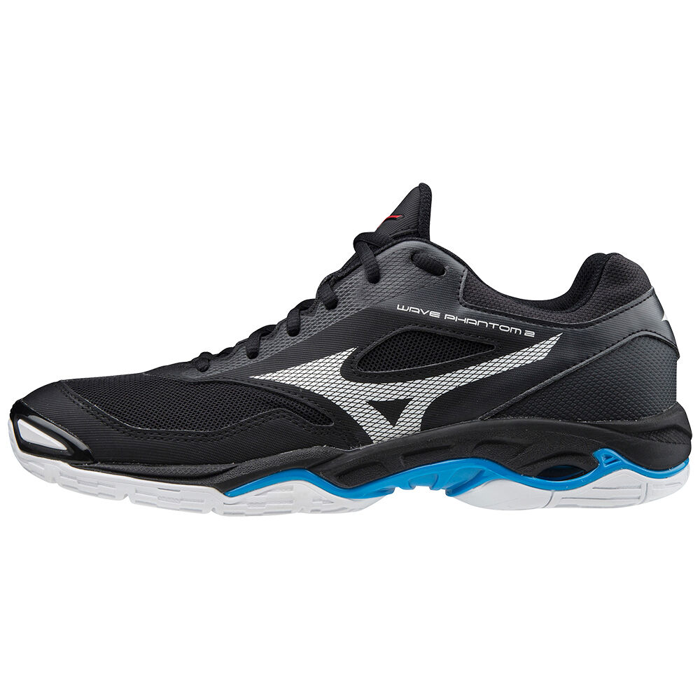 Mizuno Wave Phantom 2 - Erkek Hentbol Ayakkabısı - Siyah/Beyaz/Mavi Türkiye (ZXIWKC-382)